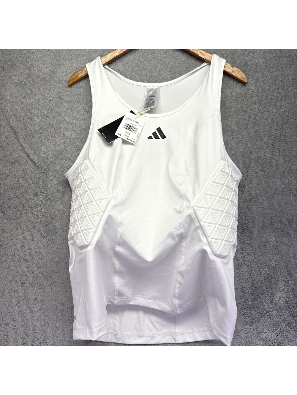 $80 NEW Adidas Padded Tank Top Men’s White Compression Sports Training Shirt M